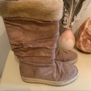SKETCHERS beige faux suede size 7 women’s boots